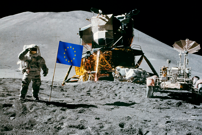 Månelanding med EU-flagg