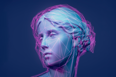 Antikk skulptur med digitale linjer lagt over.